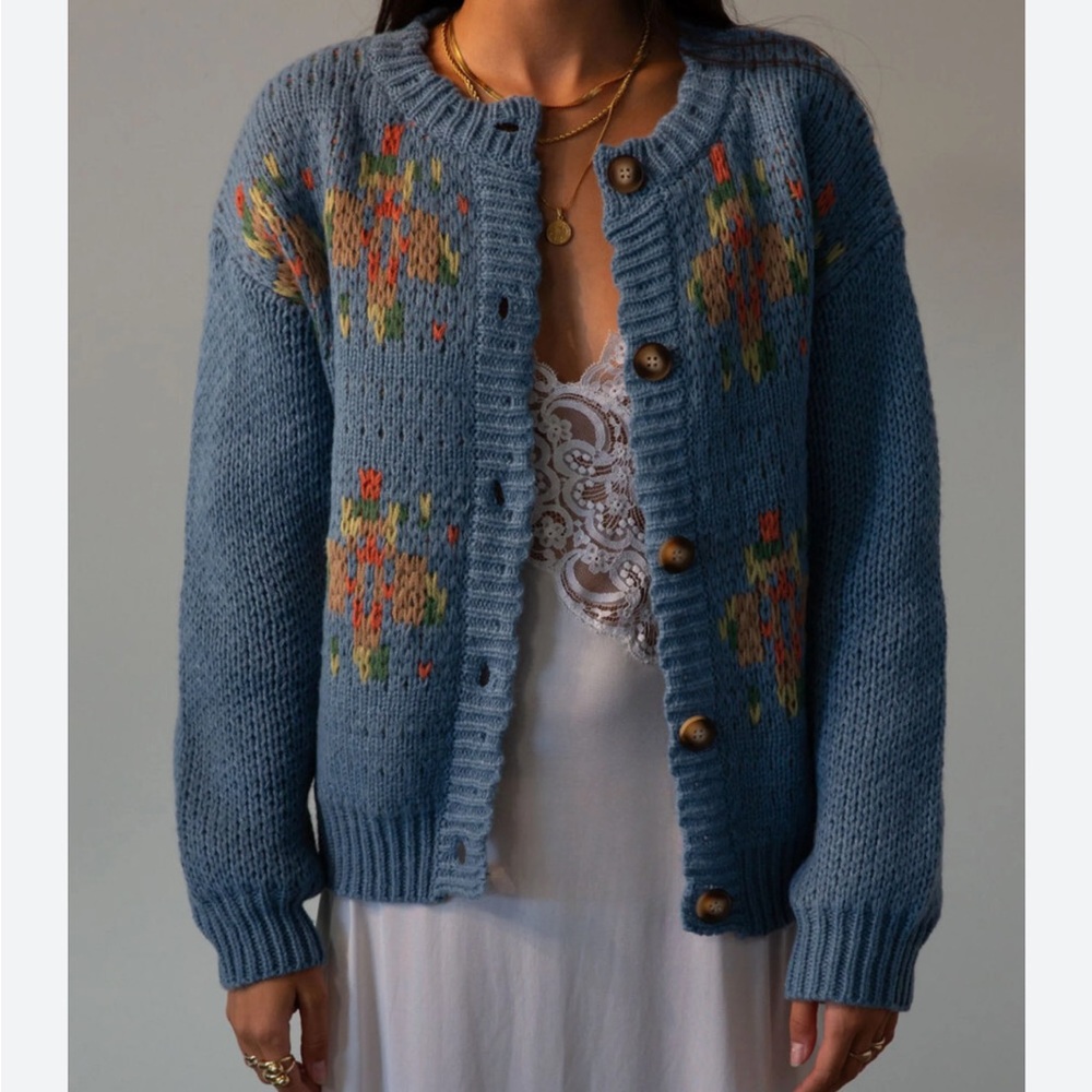 Bailey Rose Vintage Floral Print Cardigan Sweater